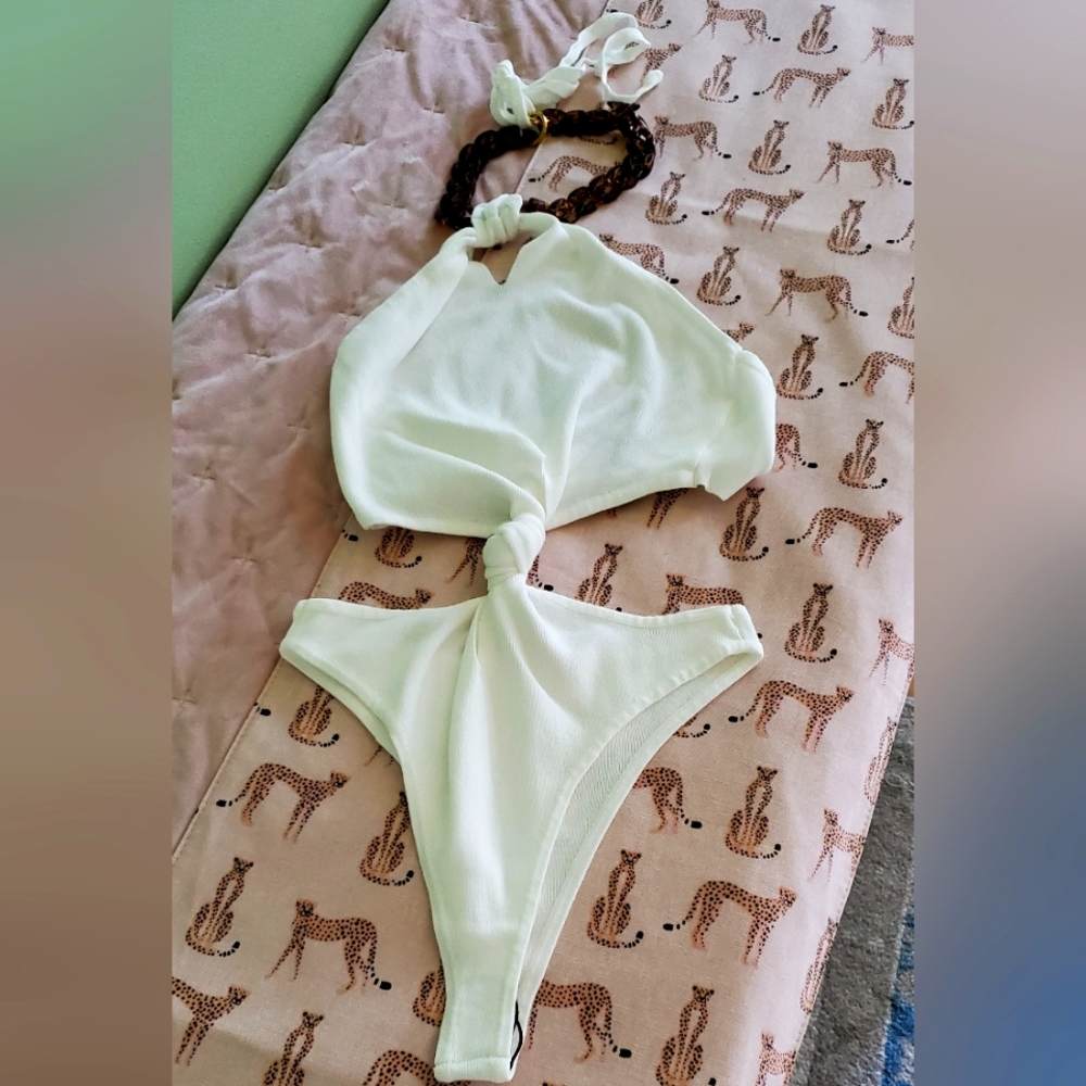 3 For $35.00 - White Halter Bodysuit  Brand New Sz  Medium Dolls Kill